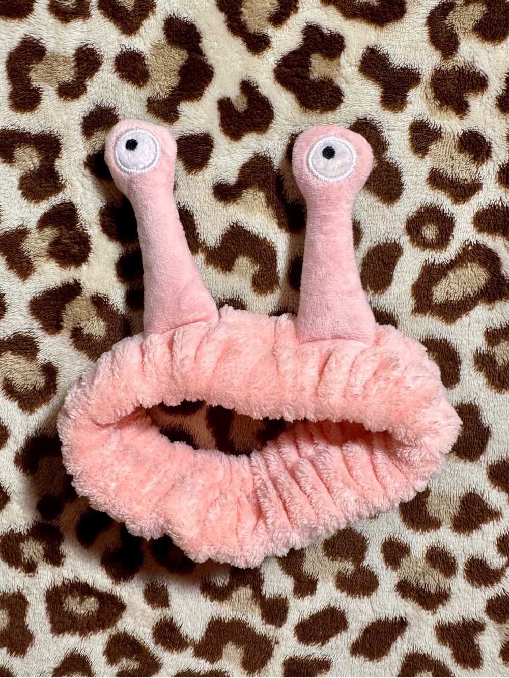 Plush Pink Snail Spa Headband